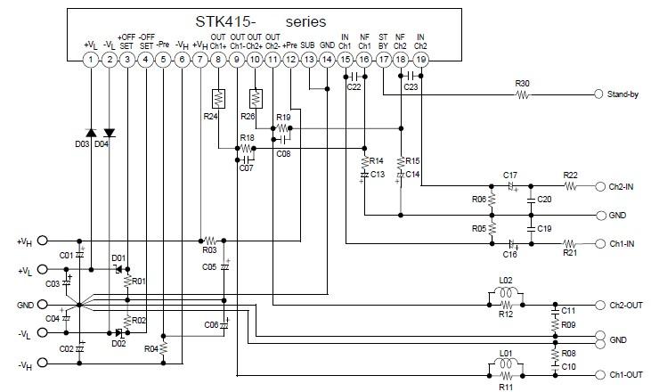 stk415 090e 2x50 watt stereo circuit