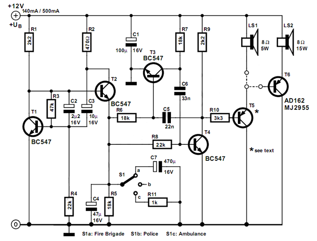 Simple Police Siren US-Style circuit