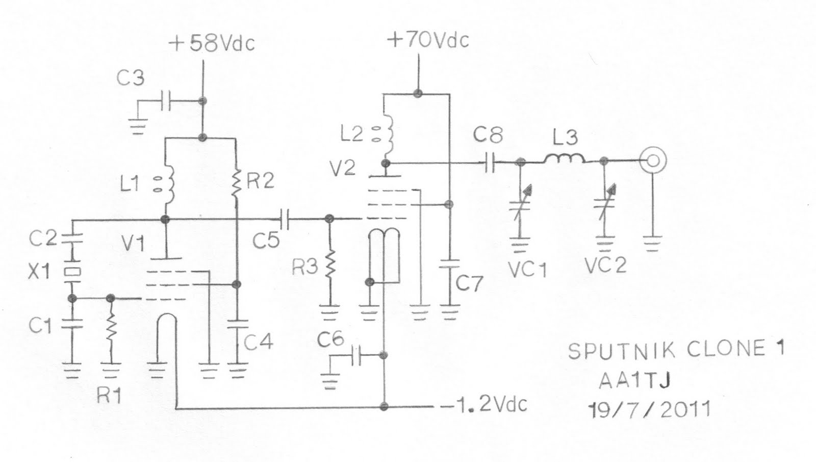 Sputnik QSO Party Transmitter Prototype circuit