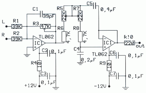 filter preamp subwoofer circuit – Circuit Schematic