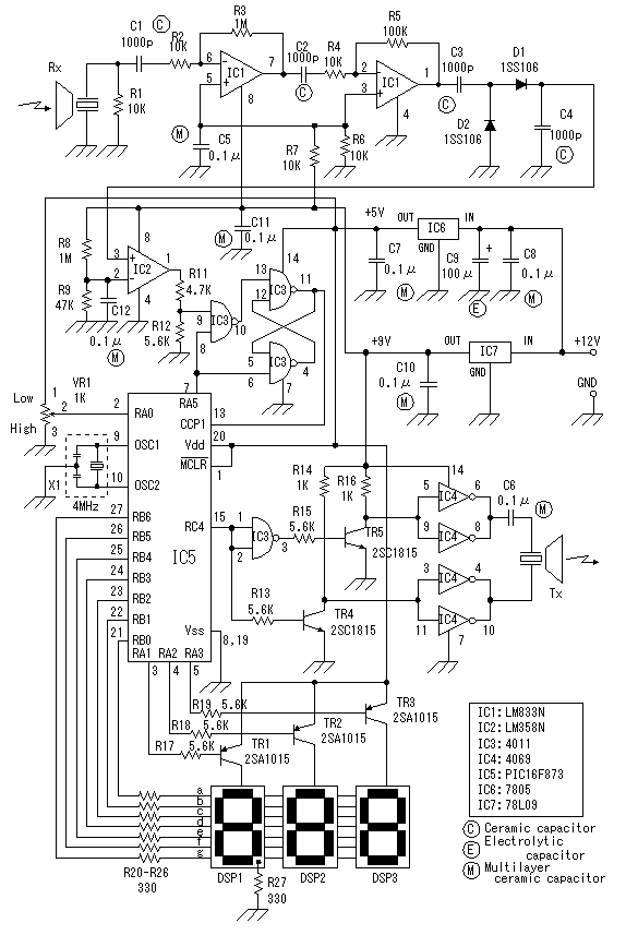 Ultrasonic Range Meter (Circuit Diagram) – Circuit Schematic