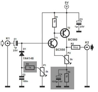 Simple Video Amplifier – Circuit Schematic