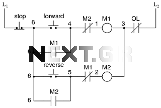 Motor control circuit for forward and reverse phase induction circuit