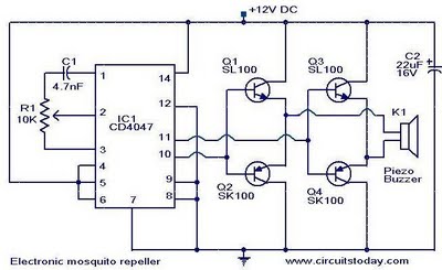 ultrasonic mosquito repeller – Circuit Schematic