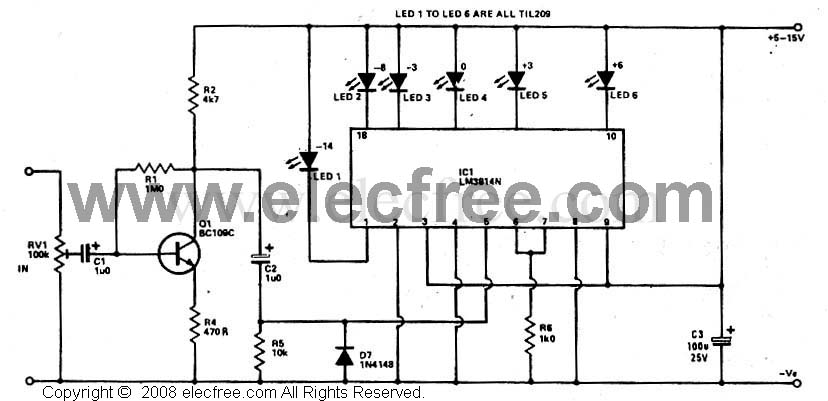 LED VU Meter by IC LM3914 PCB – Circuit Schematic