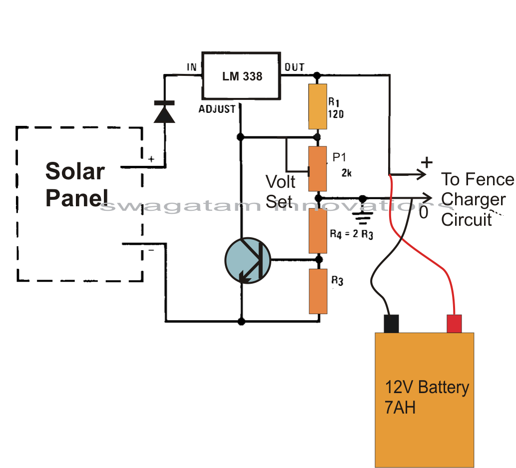 make this solar powered fence charger circuit