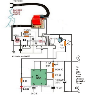 Make this Solar Powered Fence Charger Circuit – Circuit Schematic
