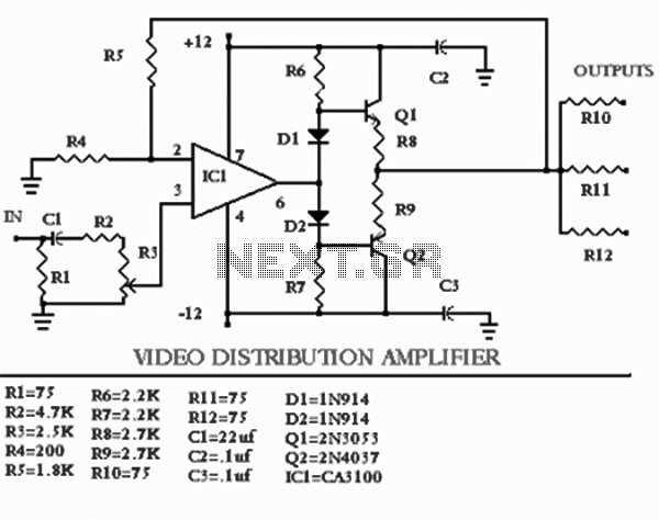 Video distribution amplifier circuit – Circuit Schematic