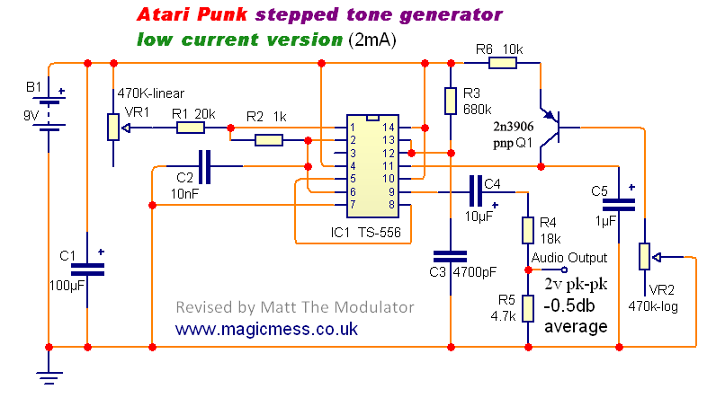 Atari Punk Stepped Tone Generator circuit