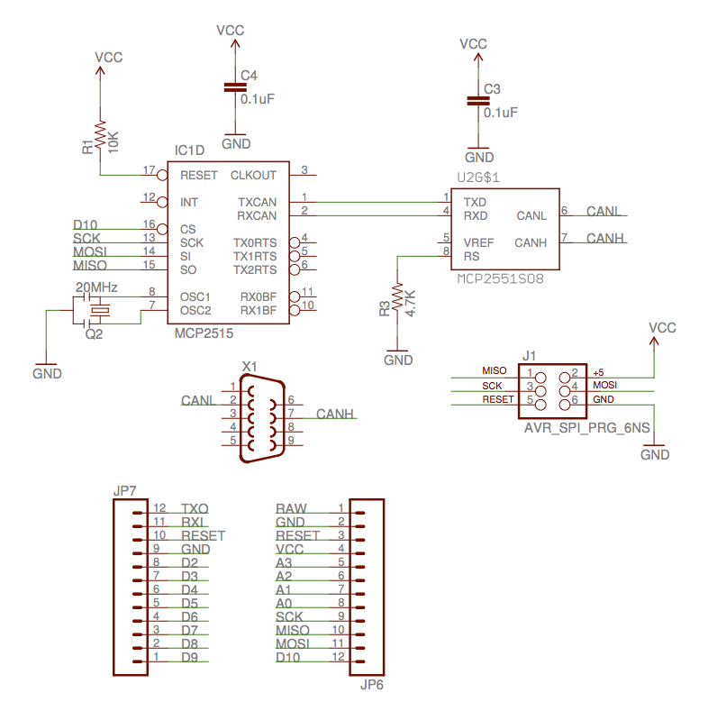 Arduino CAN Bus Interface circuit
