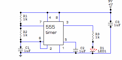 555 LED flasher circuit