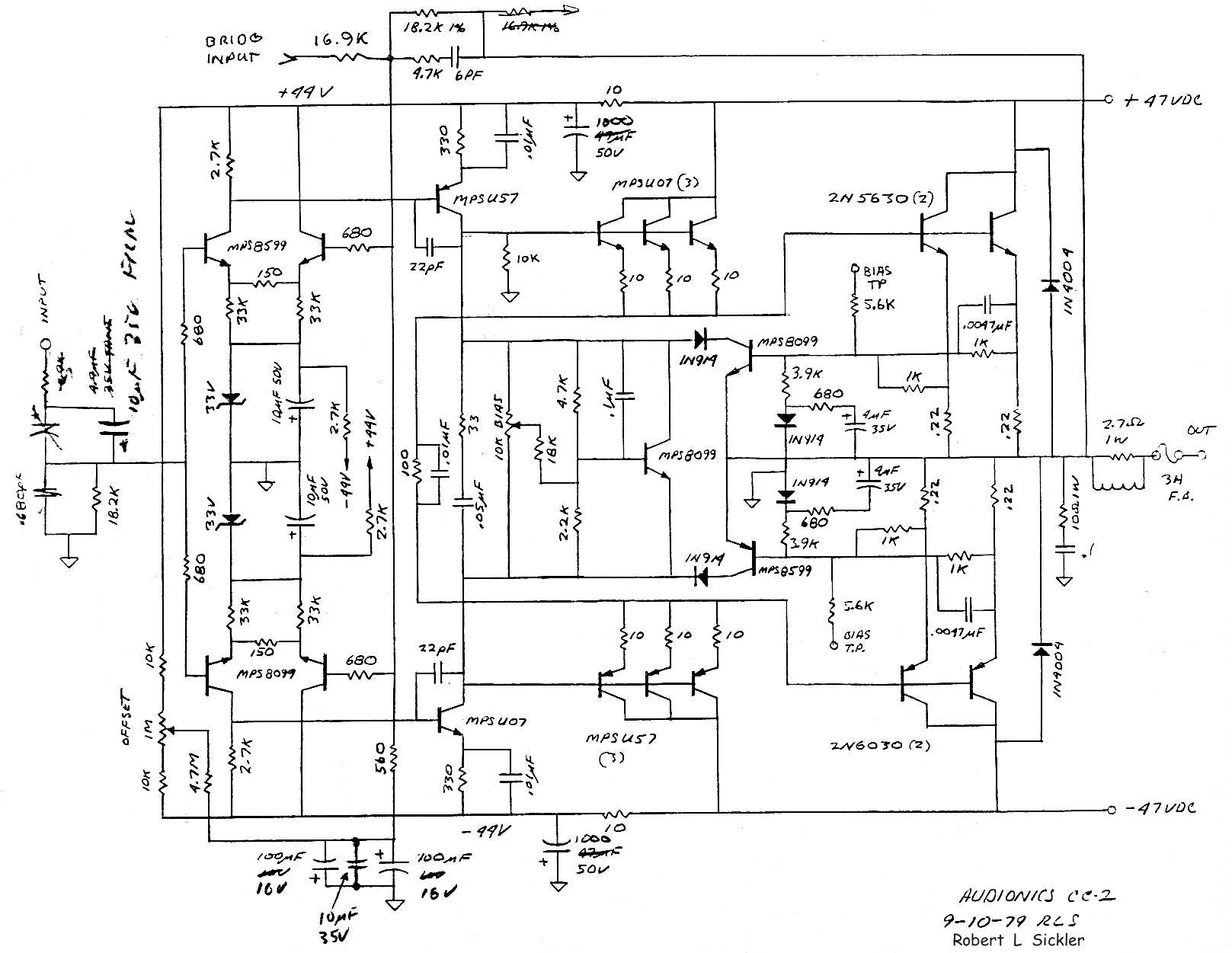 The Audionics CC-2 Amplifier circuit