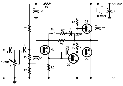 Mini-box 2W Amplifier circuit