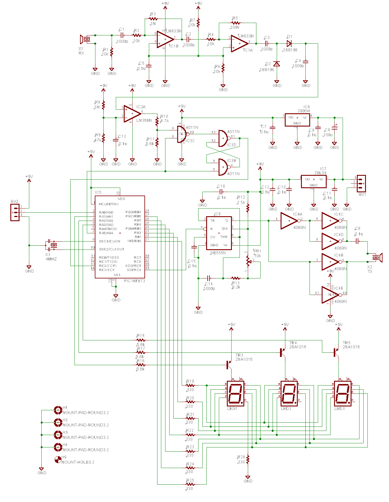 EAGLE Ultrasonic Range Meter circuit