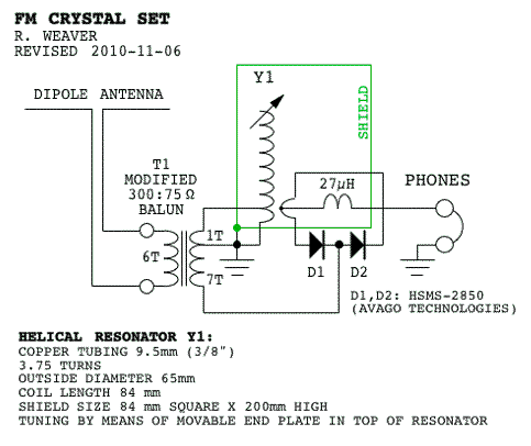 VHF FM Crstal Set Radios circuit