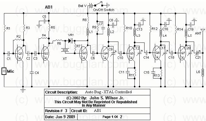 Crystal Controlled FM Transmitter Circuit