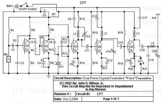FM Crystal Controlled Transmitter DPT circuit