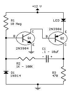 two transistor led flasher circuit