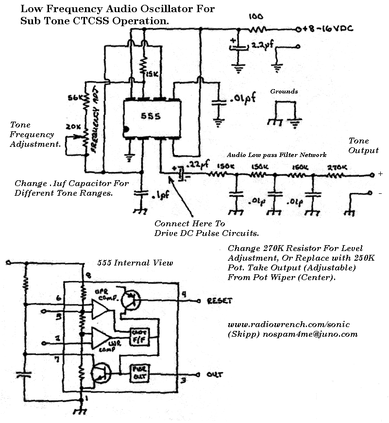 Low Frequency CTCSS PL Sub-Tone Audio Oscillator circuit