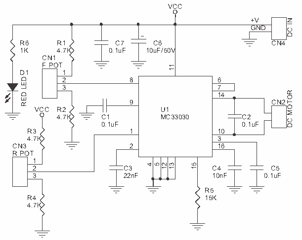 DC servo motor driver with MC33030 – Circuit Schematic
