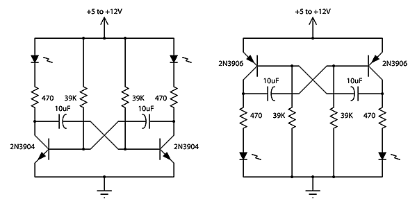 2 Transistor LED Flasher circuit