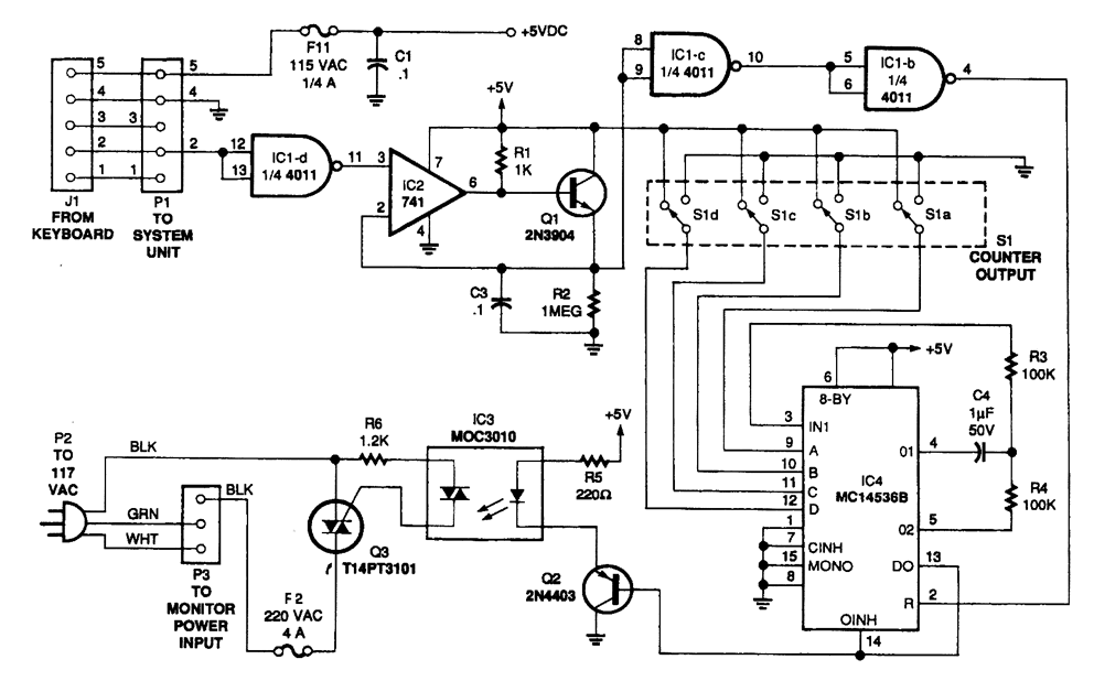 MONITOR POWER SAVER FOR COMPUTERS circuit