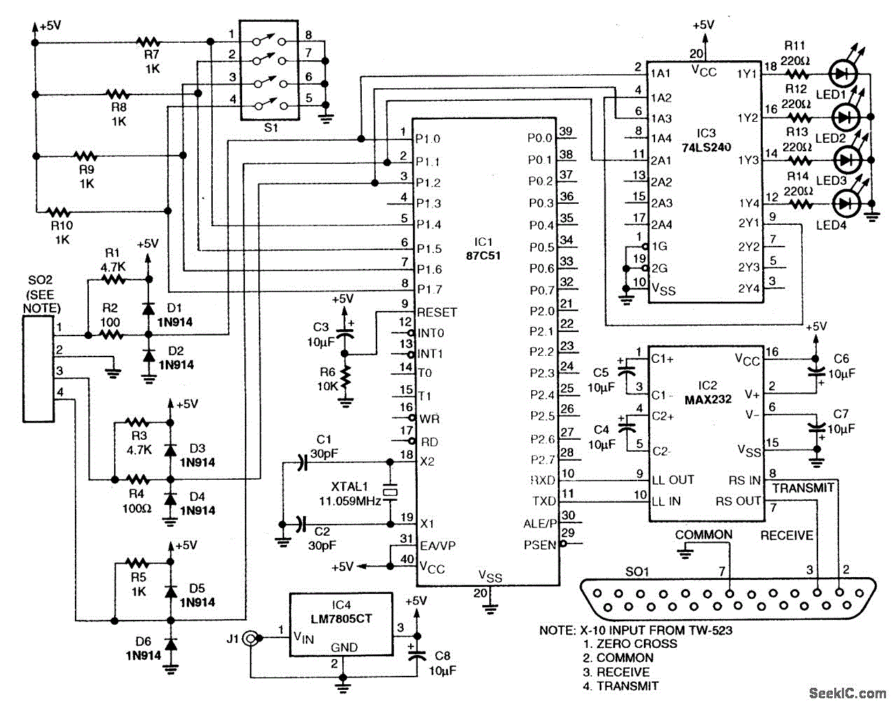 POWER LINE MODEM FOR COMPUTER CONTROL circuit