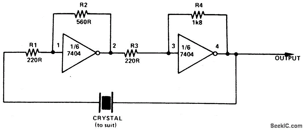 SIMPLE TTL CRYSTAL OSCILLATOR circuit
