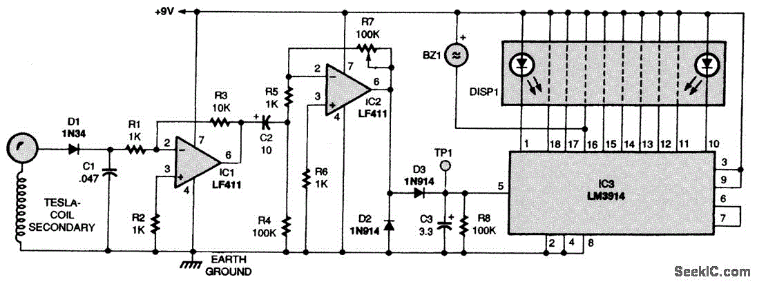 TESLA COIL SECONDARY RECEIVER circuit