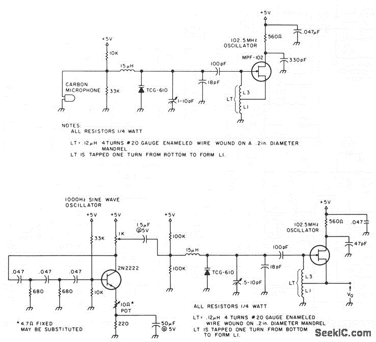 A ONE TRANSISTOR FM TRANSMITTER circuit