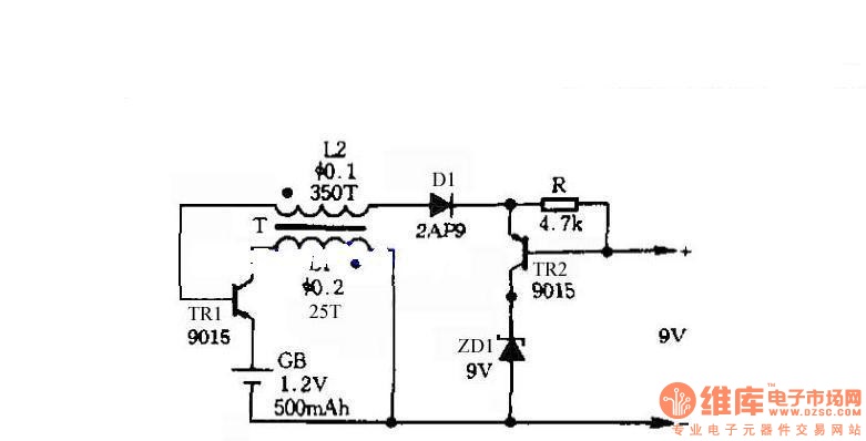 Self-control digital inverter power supply circuit diagram12V rising to 9V circuit
