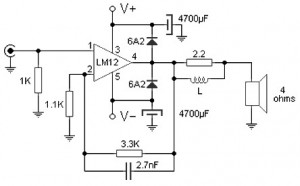100w audio amplifier with integrated circuit – Circuit Schematic