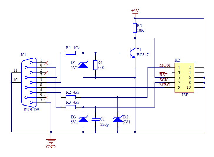 Simple Serial Programmer for AVR – Circuit Schematic