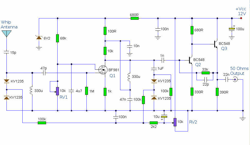 Active AM Radio Antenna Amplifier  Preamplifier Circuit
