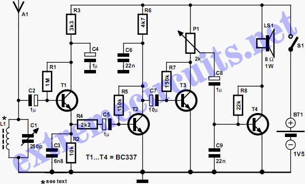 Economical Transistor Radio – Circuit Schematic