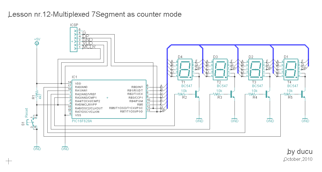 multiplexed 7 segment circuit