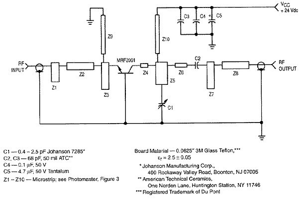 RF amplifier circuit 1W 23GHz MRF2001 circuit