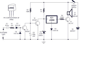  Soft Musical Telephone Ringer by UM66T – Circuit Schematic