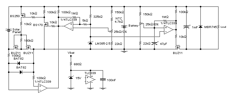 solar panel lead acid batteries charger circuit