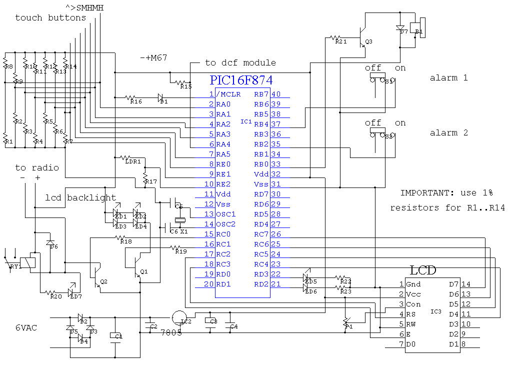 Radio alarm clock – Circuit Schematic