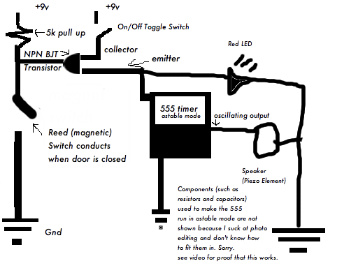 The 555 Door Alarm circuit
