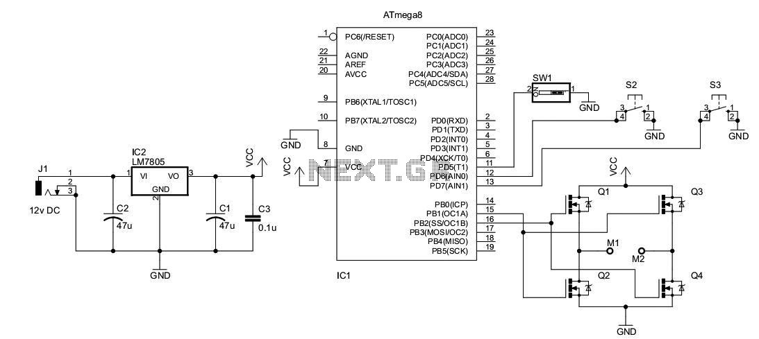 dc motor control avr atmega8 circuit