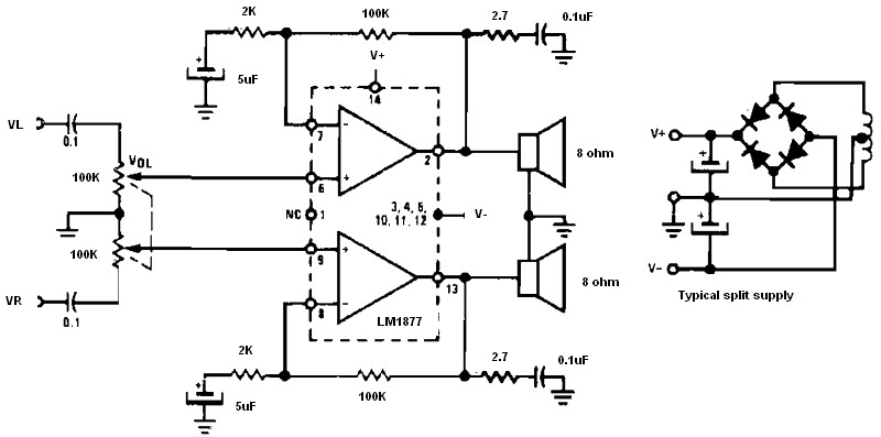 Non inverting audio amplifier circuit