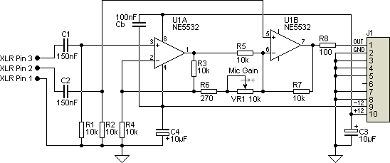 Ultra-Simple Microphone Preamplifier – Circuit Schematic