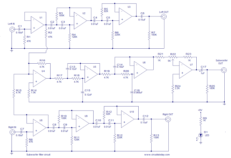 Subwoofer Filter circuit and explnation – Circuit Schematic