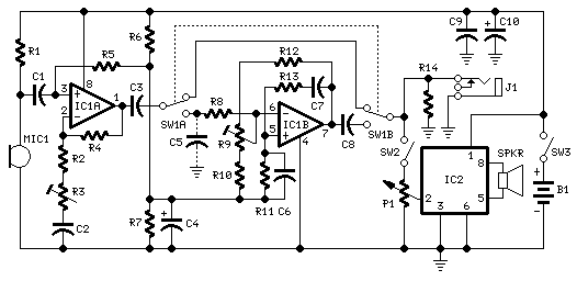 telephone call voice changer – Circuit Schematic