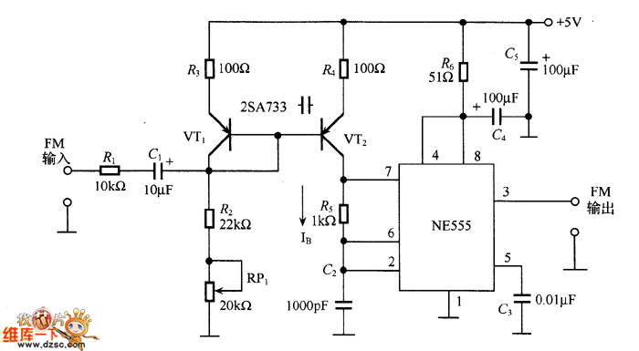 The NE555 FM modulation circuit