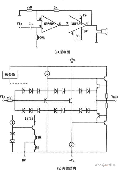 OPA604 High Performance and Small Power Audio Amplifier circuit