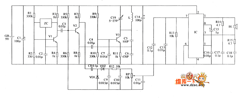 Metal detector circuit diagram 1 circuit