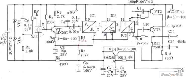 1024KHz temperature compensation crystal oscillator circuit diagram circuit